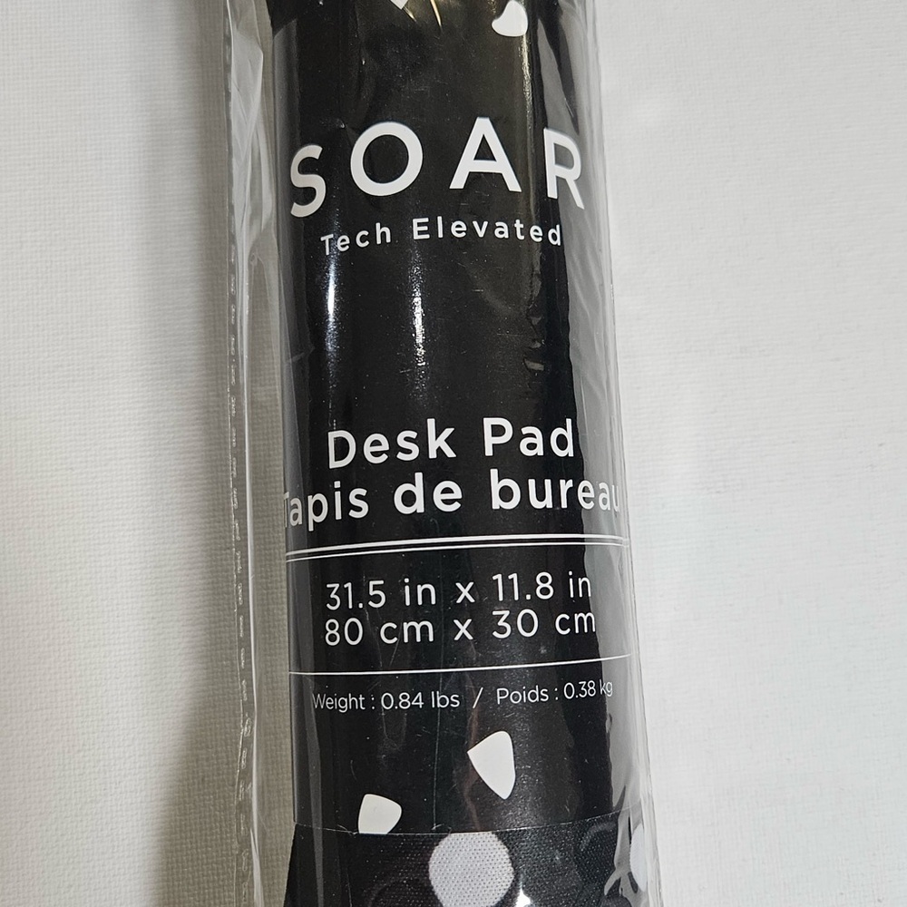 SOAR Tech Elevated Desk Pad Mat Black White‎ Polka Dot 31.5” x 11.8” Mouse NEW
